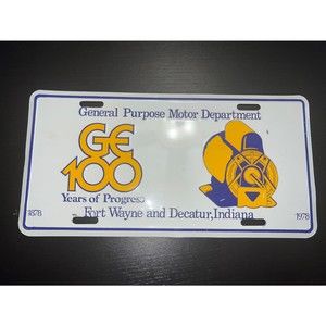 General purpose motor dept 1878-1978 license plate Fort Wayne Indiana